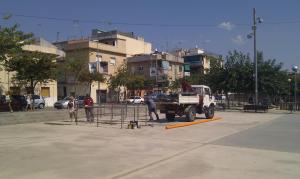 Aquest matí es feien els primers preparatius dels actes a la plaça de Mercè Rodoreda.