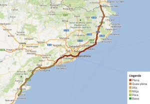 Índex de cobertura del recorregut de la Via Catalana a dia d'avui